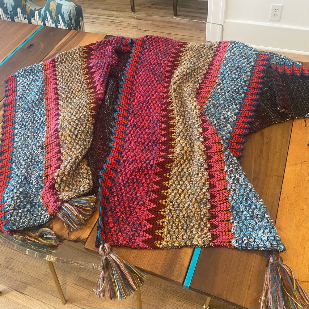 Anthropologie fringed Knit kimono